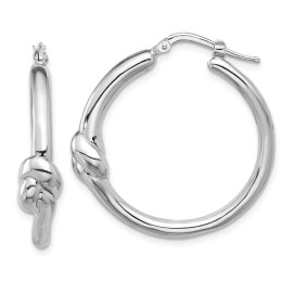 Unbranded 32.7mm Sterling Silver Rhodium-plated Polished Knot Large Round Hoop Earrings