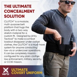 Vertx Mens Clutch Unity Tactical Belt, Modular Mission Belts for Men, Gun Holster Radio Mag Pouch Belts for CCW Concealed Carry of Tactical EDC Hunting Survival Gear, It's Black, SMALL