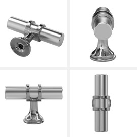 Haliwu 12 Pack/Brushed Nickel Cabinet Knobs, T-bar Knobs Drawer Knobs, Brushed Nickel Kitchen Cabinet Knobs, Single Hole Solid Dresser Knobs