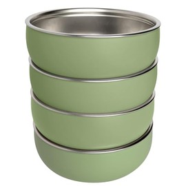Monkey Proof™ Non-Toxic Stainless Steel Child Bowl 5” with Non-Slip Silicone Shell, (Set of 4 bowls) Unbreakable, Mess Free Feeding for Babies, Toddlers, Kids, BPA free (Sage Green)