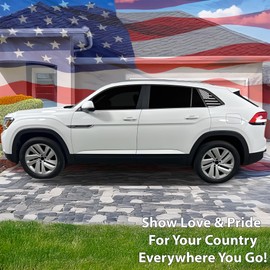 BOGAR TECH DESIGNS Precut Quarter Window American Flag Vinyl Decal Sticker Compatible with Volkswagen Atlas Cross Sport 2020-2025, Matte Black