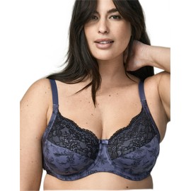 Wonderbra Womens Printed Full Support Underwire Lace Top Cup Bra, Private Jet/ Bl, 42C US