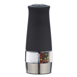 WENKO Electric Mill with Light 2 in 1 Black Salt and Pepper Mill with Light, Plastic (ABS), 7 x 17.5 x 6 cm, Black