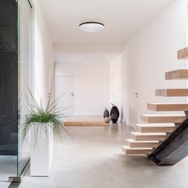 Globe Electric Ellington LED Integrated Flush Mount Ceiling Light, Dark Bronze Finish, Frosted Shade, Energy Star Certified, Ultra Slim Design, 2200 Lumen