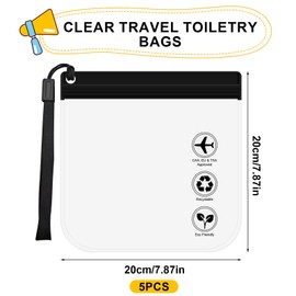 5 Pcs Clear Travel Toiletry Bags 20x20cm TSA Approved Liquid Bags Portable Clear Travel Bags for Carry on Travel Essentials
