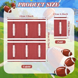 100pcs Football Napkin for Parties 3-Ply Football Paper Napkins Disposable Football Theme Sports Napkins Football Party Supplies Tailgate Party Decorations Paper Cocktail Napkins for Party Birthday