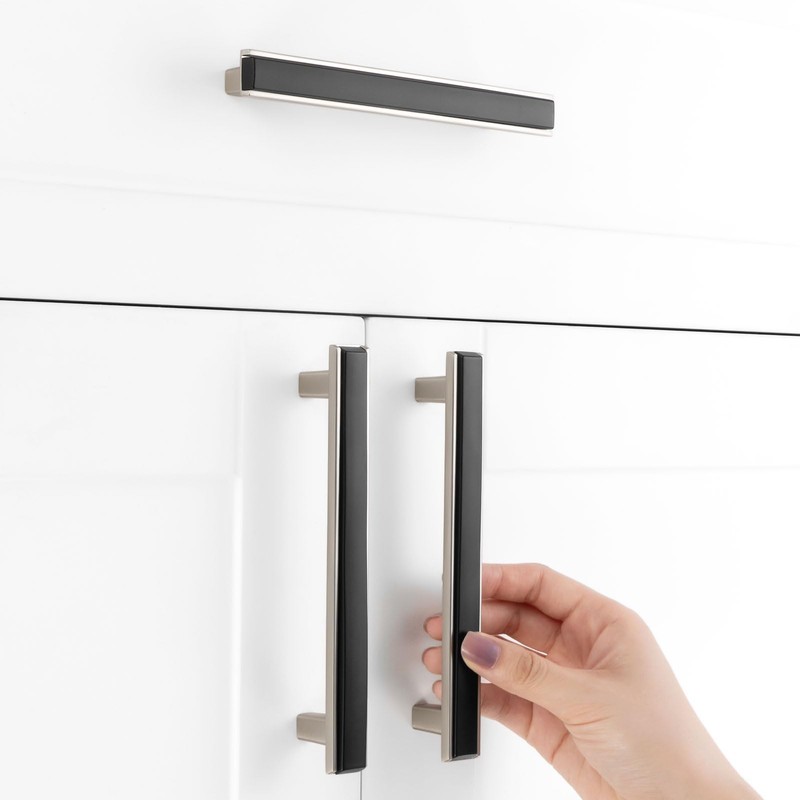 BEROSSA Black and Nickel Cabinet Pulls Matte Black and Brushed
