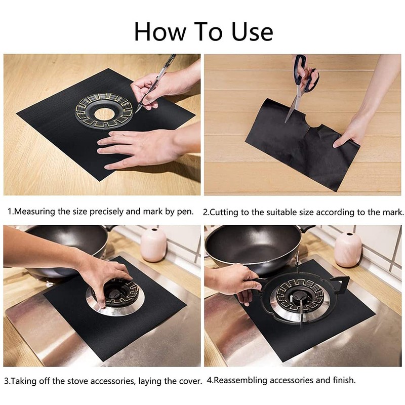 8pcs Gas Hob Range Protectors Reusable Kitchen Stove Burner Covers