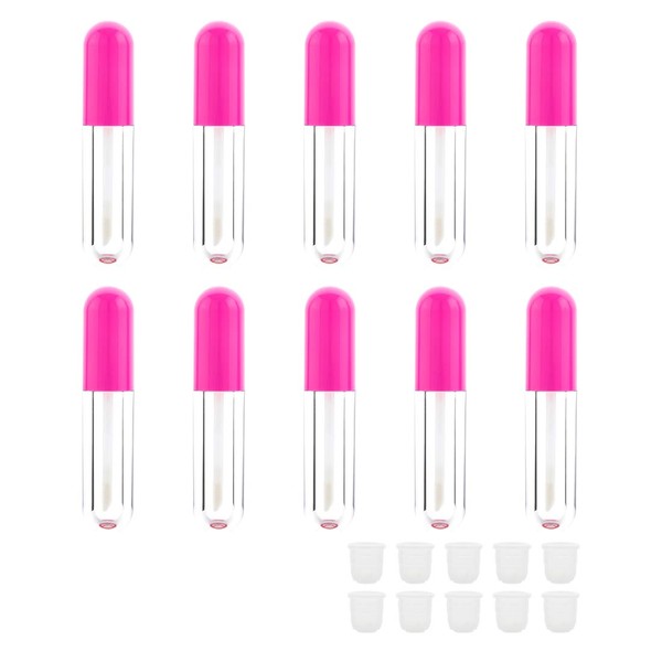 10 Pieces Round Lip Gloss Tubes with Wand, 4.5ml Mini