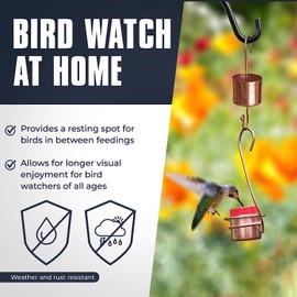 Monarch Abode Handcrafted Premium Pure Copper Hanging Hummingbird Feeder for Garden Backyard Patio and Deck, Single Feeder (2-Pack)