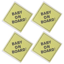 BYOBYO 4Pcs Reflective Car Sticker Baby on Board Letter Decals Sticker for Car 5x5inch Yellow Warning Sign Auto Bumper Window Sticker Auto Decorative Accessories