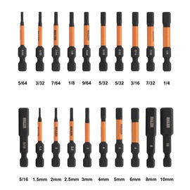 Railer Allen Wrench Hex Bit Set 2 Inch Impact Driver 20pc Hex Bit Set With Holder & Carabiner - Premium S2 Steel, Ideal For Furniture Screws