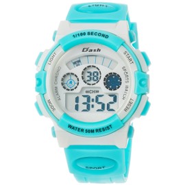 Arias ADWW17099-05 Women's Digital Dash Wristwatch, Waterproof, Multi-functional, Backlight, Urethane Strap, Green, green, Watch Digital, Sports, Stopwatch