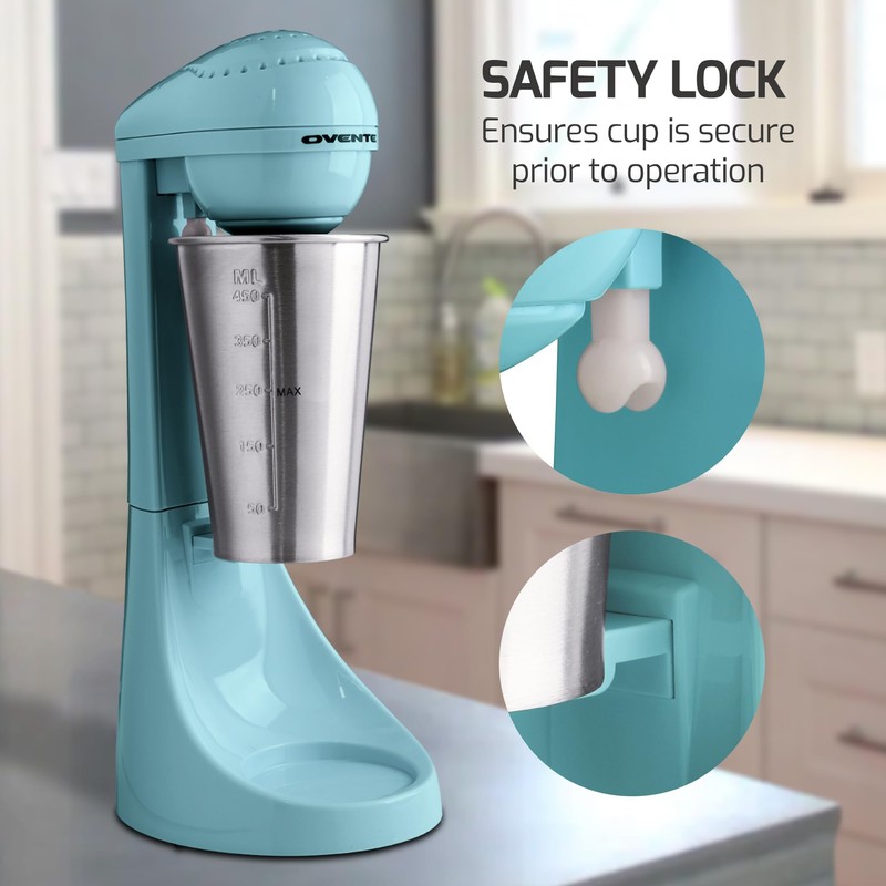 OVENTE Classic Milkshake Maker Machine with 2 Speed Setting, Safety