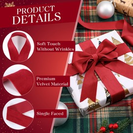 Riceshoot Christmas Velvet Ribbons 30 Yard Christmas Thin Ribbon Velvet Ribbon for Christmas Bow Ornaments Wreath Gift Wrapping(Red, Dark Green, White,1.5")