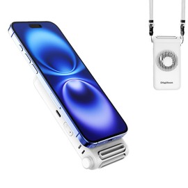 Digihan 2025 Magnetic Phone Fan 3-in-1 Hands-Free Neck/Waist/Handheld, 80g Lightweight 3 Speeds Portable Fan with Universal Metal Plate, Cooling for Travel Gym Office All Phones