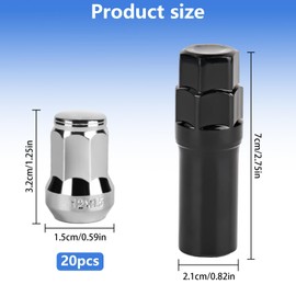 YYTECH 20 Stück Radmuttern M12 x 1,25 Radmutterkappen 60° Kegelbund Geschlossen Radmutter Chrom Schrauben Kappen mit Ford, Toyota, Hyundai, Kia, Honda, Mazda