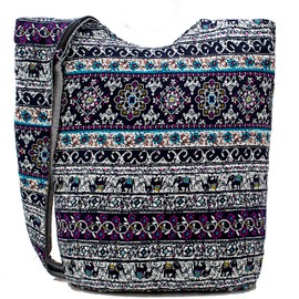 Hippie Crossbody Bag Thai Top Zip Hobo Sling Bag Handmade Hipster Messenger Bag (Red Tribe)