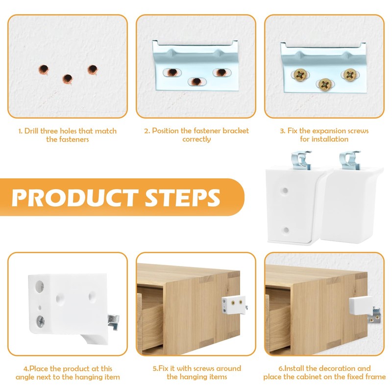 4 Pcs Cabinet Suspension Fittings Hangers, Hanging Bracket Wall Mounting,