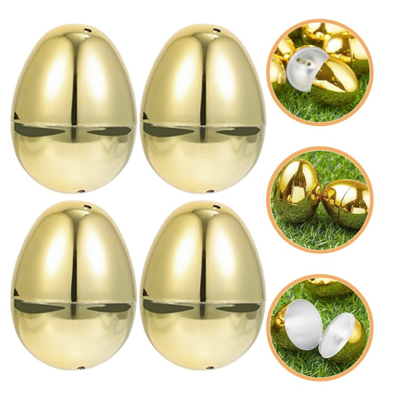 Totority 12 Pack Plastic Golden Easter Eggs Fillable Reusable for