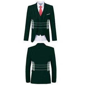 Mrbuerly Dark Green 3 Pieces Men Suits, 2 Button Emerald Green Formal Prom Suits for Men Homecoming Suits with Tie-XXL/4640