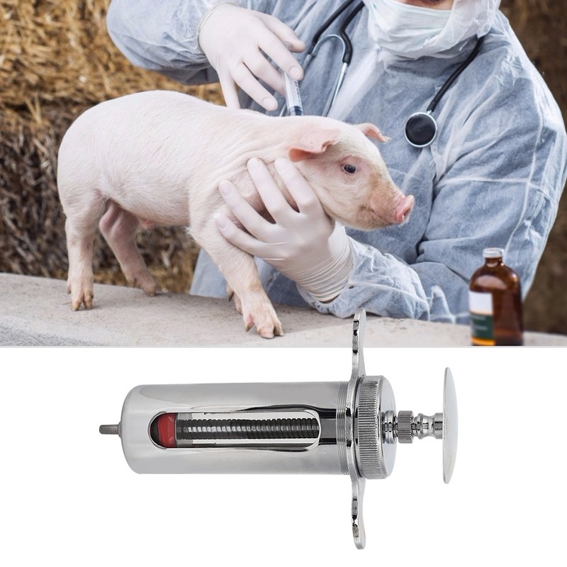 Pigs Cattle Sheep Reusable Hypodermic Injector Animal Syringe Farm Veterinary