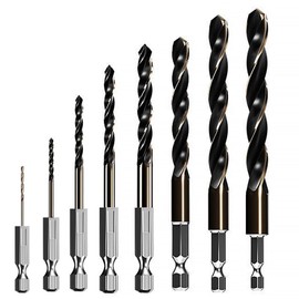 Drill Bit Set, 8-Piece Set, Universal Type, Hex Shank Drill, Excellent Abrasion Resistance and Durability, Compatible with Various Drill Machines