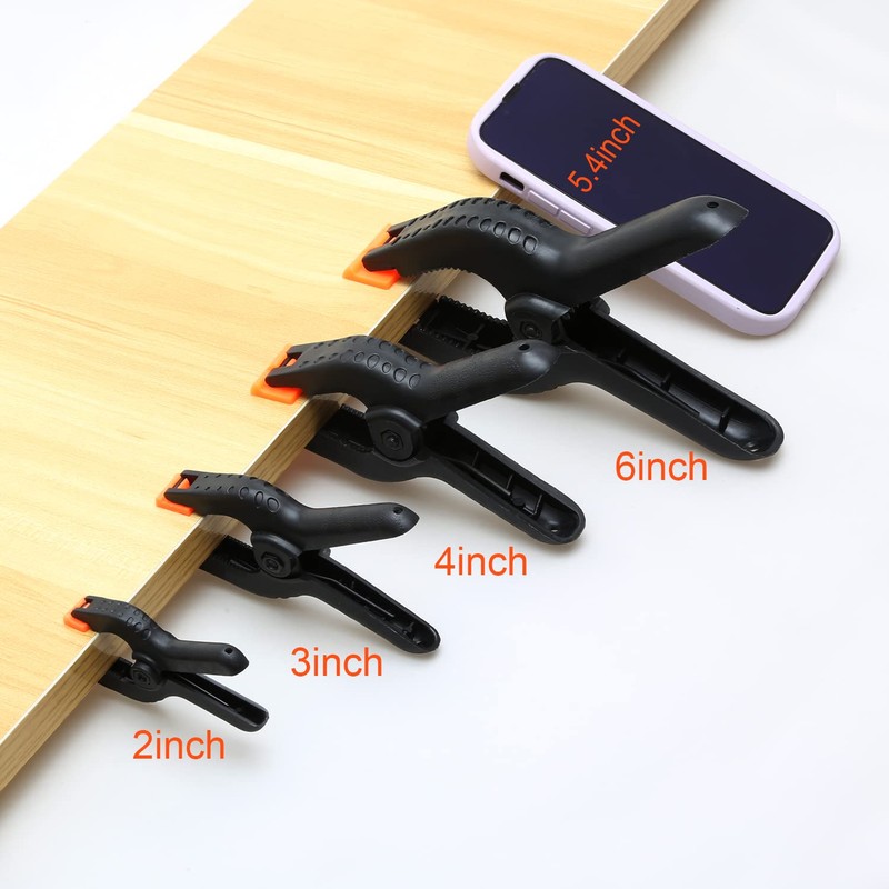 10 Pieces Large Nylon Spring Clamps, 6 Inch and 4