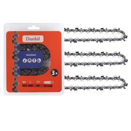 Dunhil 3 Pack 10 Inch Chainsaw Chain 3/8" LP Pitch .050" Gauge 40 Drive Links Fits Remington RM1035P, Worx WG309, Sun Joe SWJ803E, Craftsman - S40