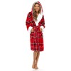 Lora Dora Ladies Dressing Gown Womens Luxury Tartan Check Robe Red Small UK 8-10