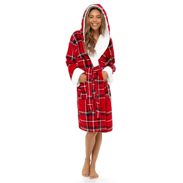 Lora Dora Ladies Dressing Gown Womens Luxury Tartan Check Robe