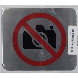 NO Pictures Symbol Sign - The Gallery LINE (Brush Silver,Double Sided Tape, Aluminium 5X6-Rust Free)