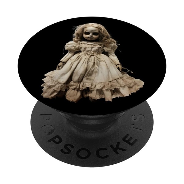 Haunted Gothic Doll with Vintage Elegance and Mystery Art PopSockets