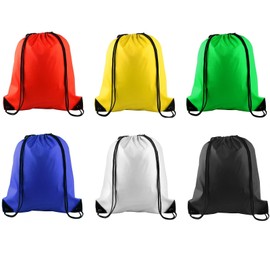 PLULON 6 Pcs Drawstring Bags Bulk Drawstring Backpack String Backpack Cinch Sack Sport Gym Backpack Bags for Yoga Traveling Outdoor Sports (mixed colors)