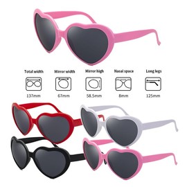 4Pcs Heart Effect Diffraction Glasses, 3D Sunglasses for Fancy Dress Party (4 Colors)