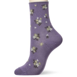 Fukusuke Women's Bouquet Pattern Socks, Set of 2, natural purple