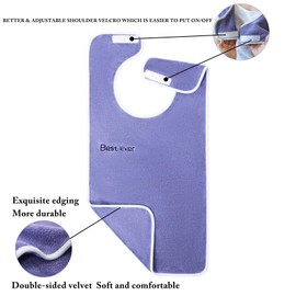 Wuwahold 3 Pack Adult Bibs, Microfiber Super Soft Eating Cloth for Adults, Disabled, Adjustable, Dining Clothing Protector