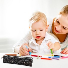 LICHENGTAI Pencil Case Pen Bag Glitter Sequins Stationery Desk Organiser Pencil Case for Children Girls Women Primary School Nursery School Supplies Birthday Office Supplies