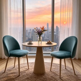 Lightdot Big Dining Chairs Set of 2, Modern Velvet Living Room Chairs Kitchen Chairs with Wood-Grain Metal Legs, Curved Backrest Accent Chairs for Apartment, Bedroom,Home Bar, Living Space, Mint Green