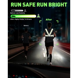 ZAPLIT Running Chest Light 500LM USB-C Hi Vis Vest 2-Colour 7-Mode