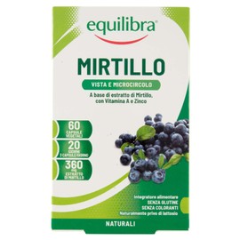 equilibra Integratori Alimentari, Mirtillo, Integratore per la Normale Capacità Visiva e la Funzionalità del Microcircolo, con Estratto di Mirtillo, Vitamina A e Zinco, 60 Capsule Vegetali