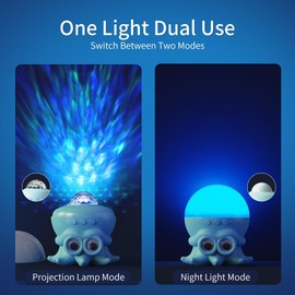 Recsg Octopus Rotating Wave Projector with Remote Control, Ambient Light, Children's Bedroom Night Light, Gift Ornament Colourful Night Light