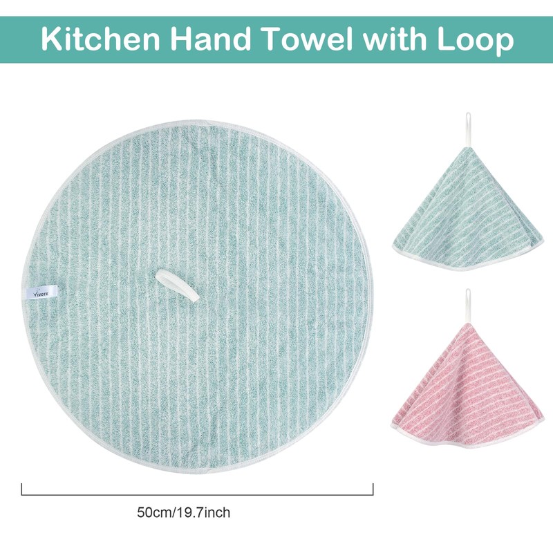 VIVOTE 2 Pack Kitchen Hand Towel with Loop, Super Soft