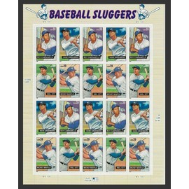 Baseball Sluggers Sheet of Twenty 39 Cent Stamps Scott 4080-83
