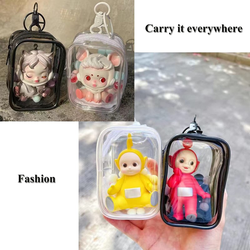 Clear Display Case with Keychain for Mini Figures Portable Doll