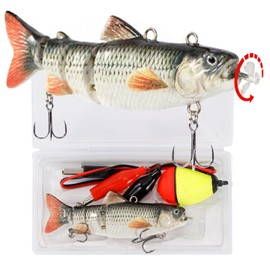 Robotic Swimming Fishing Bait Electric Lures 3.5" USB Rechargeable LED Light Wobbler 4-Segement Multi Jointed Swimbait Hard Lures Fishing Tackle