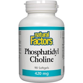Natural Factors Phosphatidyl Choline 420mg – Brain, Liver & Nerve Support – 90 Softgels – Non-GMO, Easy-to-Swallow, Soy Lecithin Source – Cognitive & Cellular Health Supplement – New & Sealed