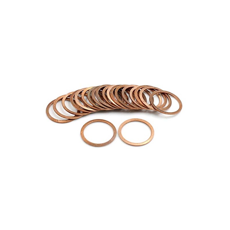 sourcing map Pack of 20 Copper Discs Flat Sealing Rings