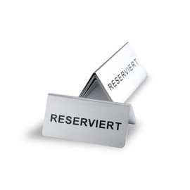 6 Stück Reserviert Schild/Tischaufsteller/Chrom-Nickel-Stahl 10 cm x 5 cm