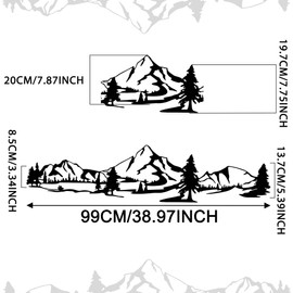 TOMALL 1 Pair Mountain Tree Forest Vinyl Decals for Car Body Door Sides Universal Waterproof Mountains Graphic Stickers Decoration for Vehicles Travel Trailer SUV Truck Off-Road (Small-Black)